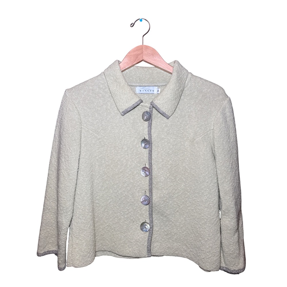 Willow Womens Sage Green 100% Cotton Knit Button Cardigan Jacket Size M